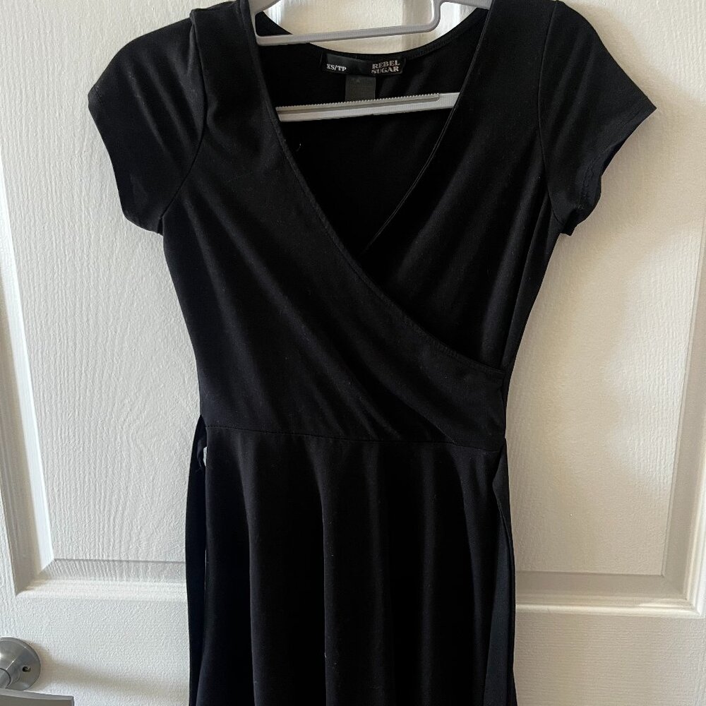 Rebel Sugar Black Wrap Dress